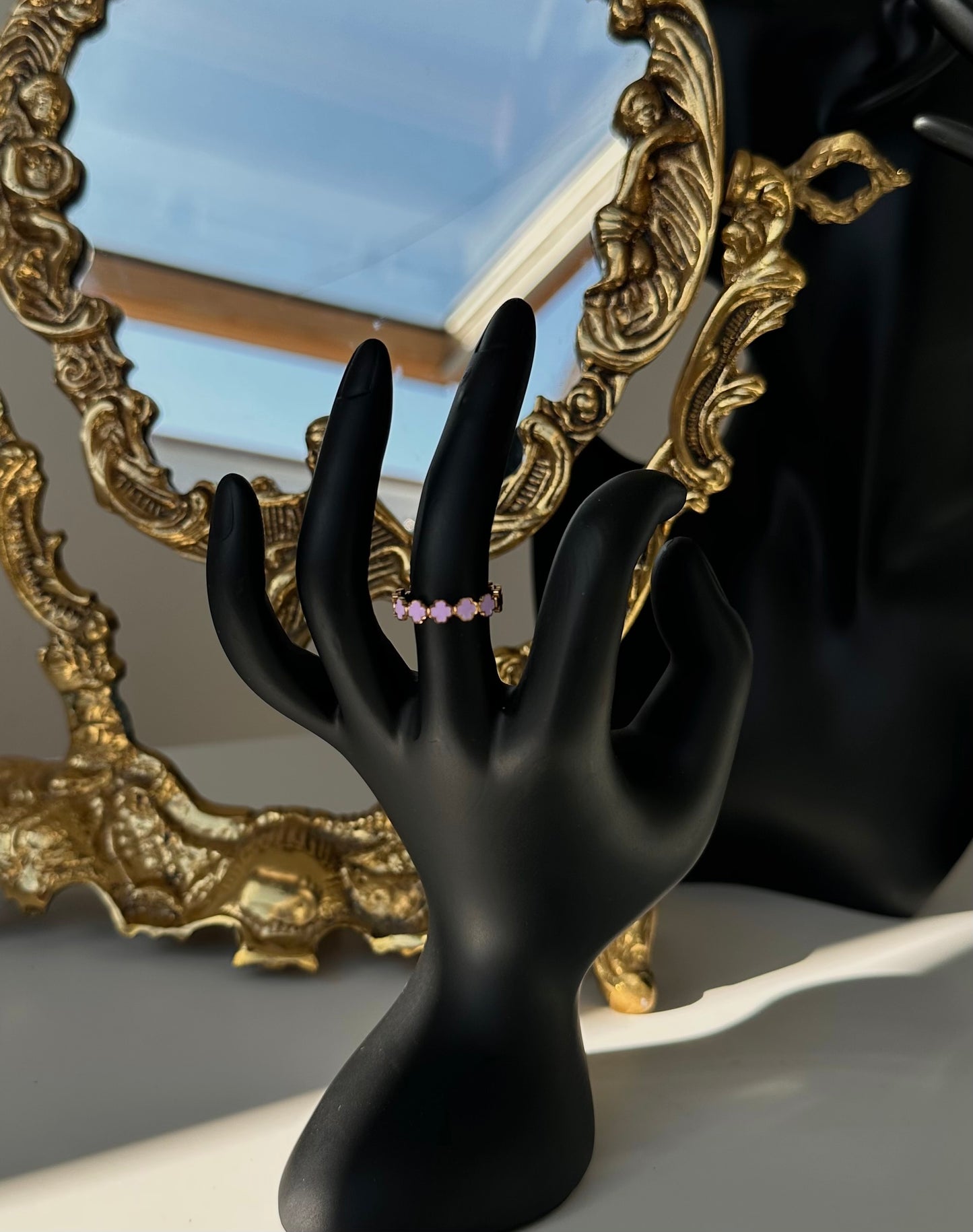 Bague trèfle violette