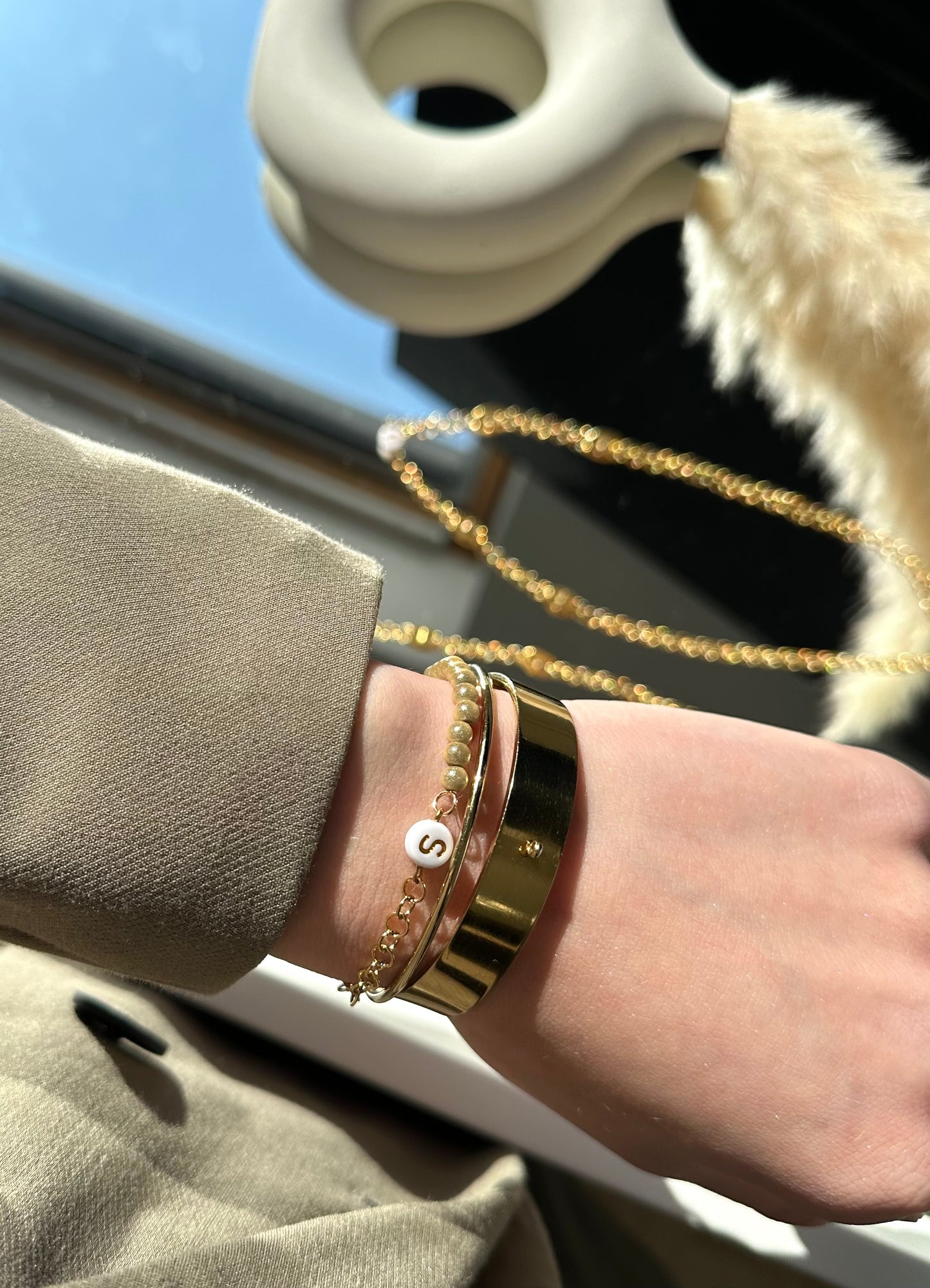 Bracelet personnalisé mi perle mi chaîne initial