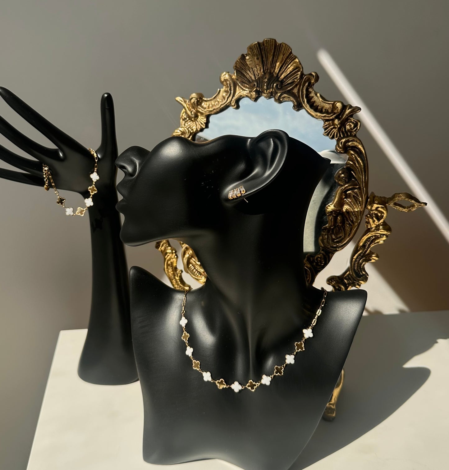 Collier trèfle bicolore