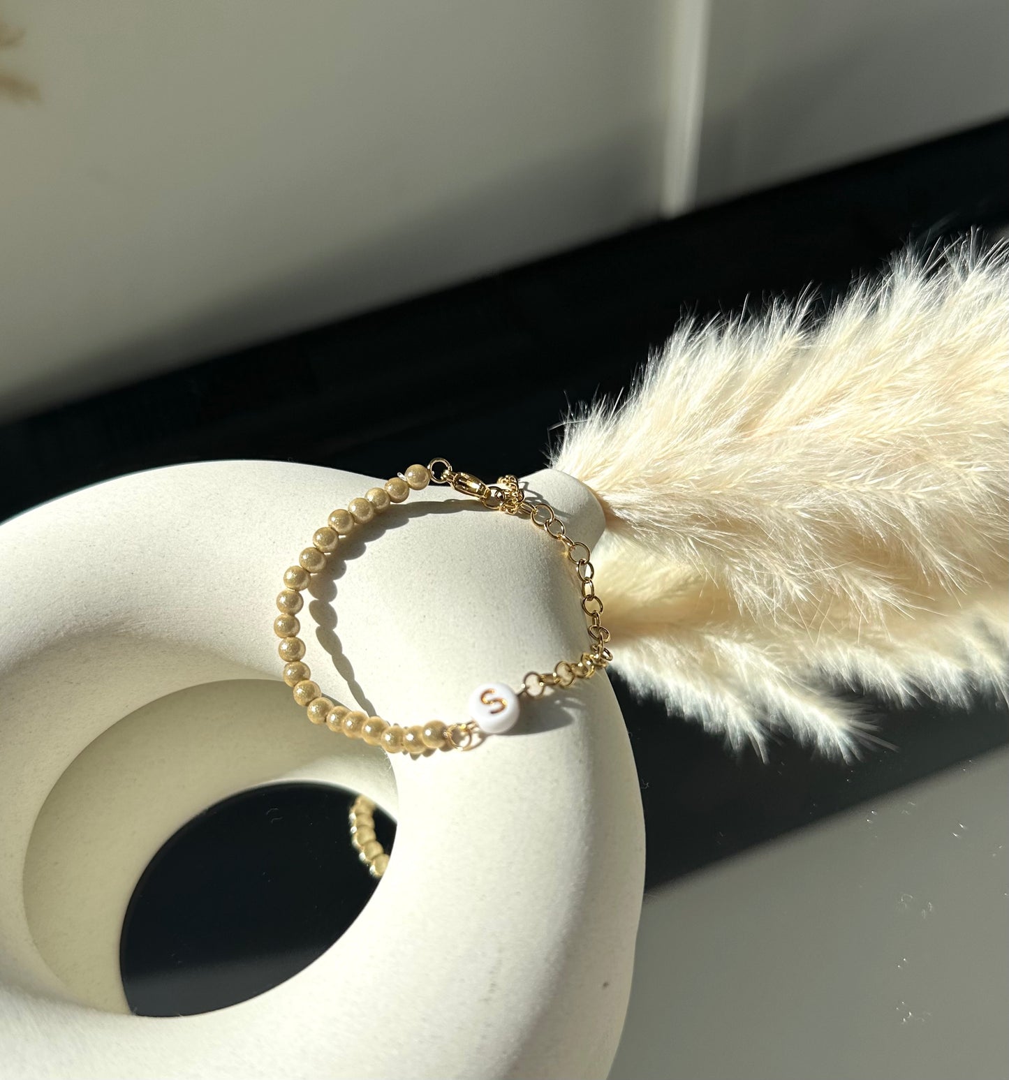 Bracelet personnalisé mi perle mi chaîne initial